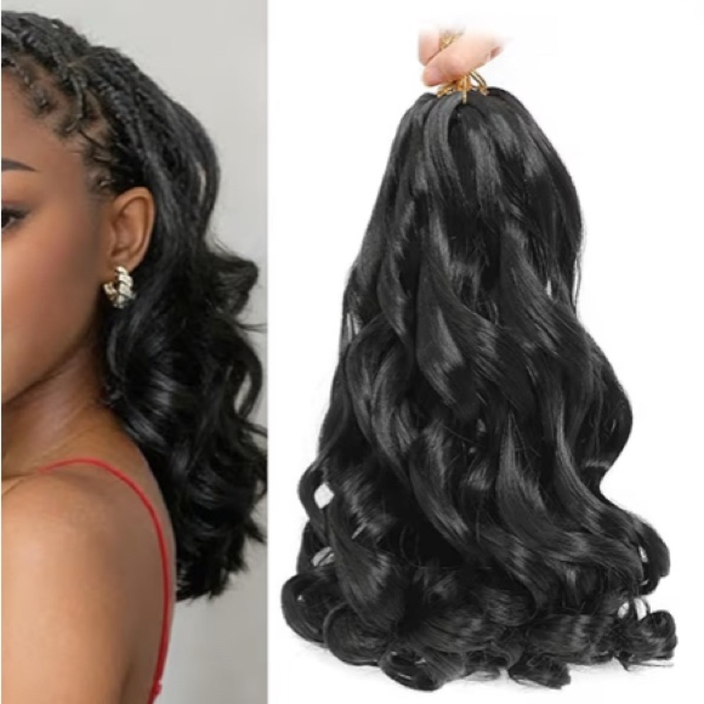✨New French Curl Braiding Hair 14” Natural Black – 8 Packs